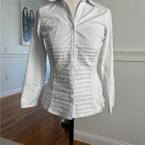 Zac & Rachel Crisp White Pleated Button-Down Shirt